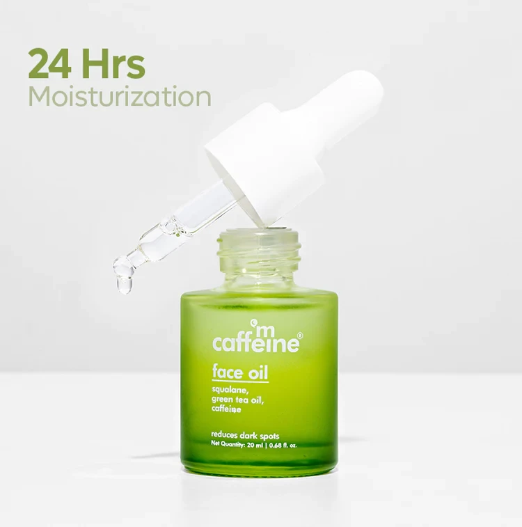 mCaffeine Green Tea & Squalane Face Oil for Dewy Glow | Hydrates & Reduces Dark Spots - 20 ml