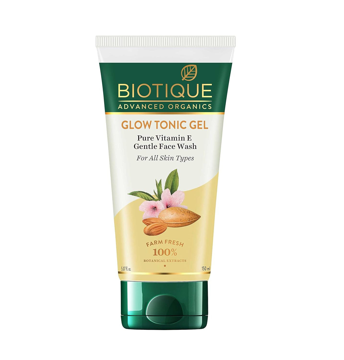 Biotique Glow Tonic Gel - Pure Vitamin E Gentle Face Wash, For Smooth & Balanced Skin Tone, 150 ml