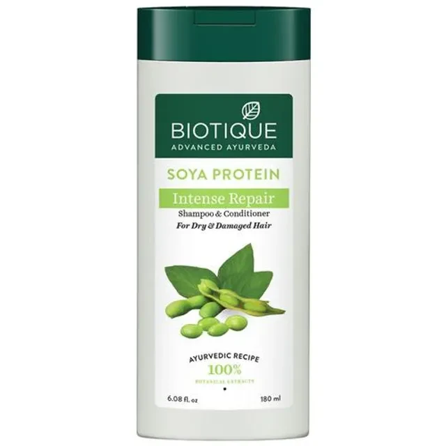 BIOTIQUE Soya Protein Intense Repair Shampoo & Conditioner - For Dry & Damaged Hair, 180 ml