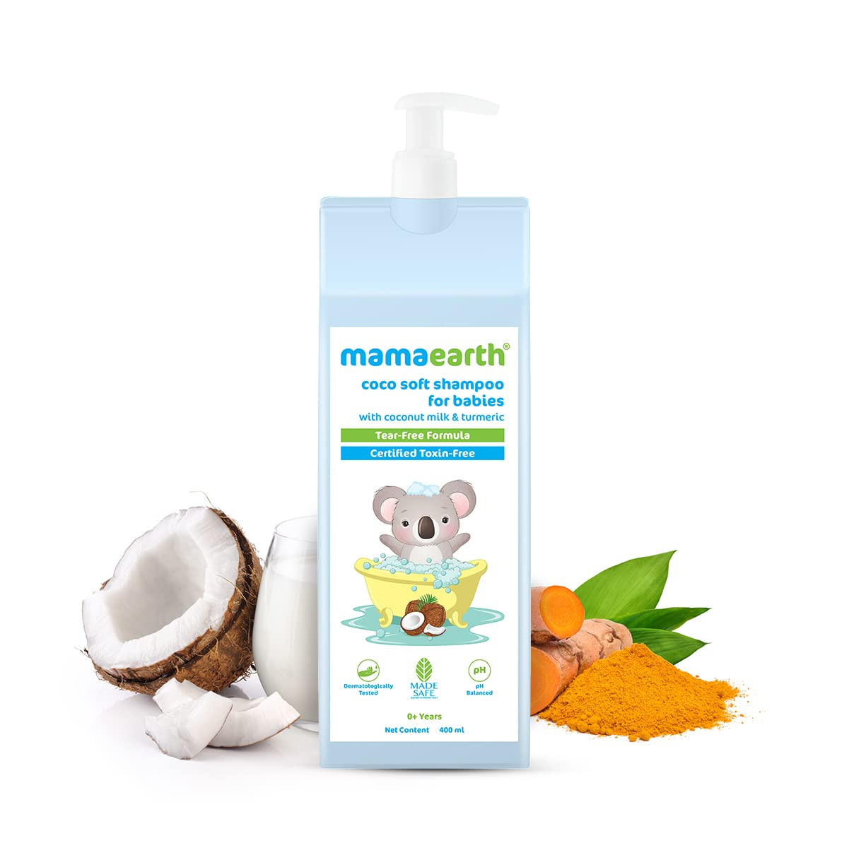 Mamaearth Coco Soft Shampoo with Coconut Milk & Turmeric for Baies, For Gentle Cleansing - 400 ml