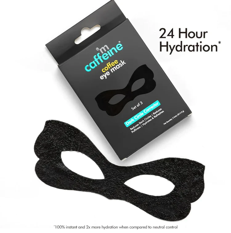 mCaffeine Coffee Eye Mask for Dark Circles with Vitamin C & Caffeine - 2x Hydration - 8g | Pack of 3