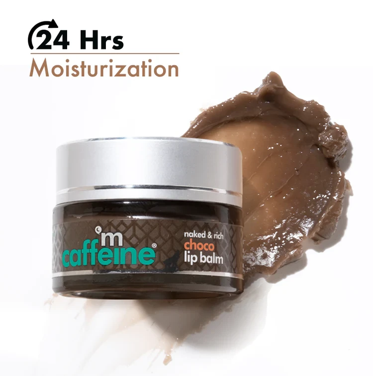 mCaffeine Choco Lip Balm with Cocoa Butter - Heals Dry Chapped Lips | 24H Deep Moisturization - 12g