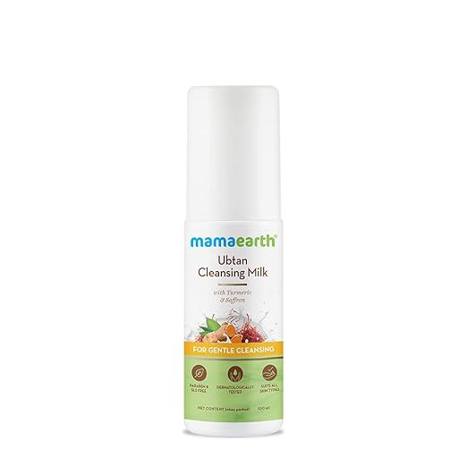 Mamaearth Ubtan Cleansing Milk with Turmeric & Saffron for Gentle Cleansing – 100ml