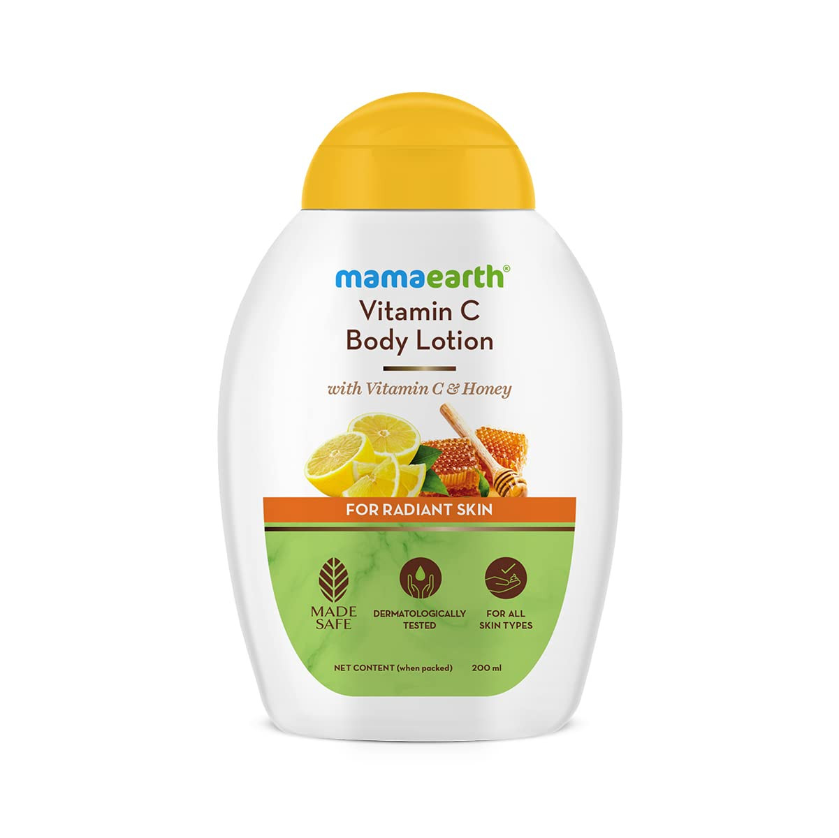 Mamaearth Vitamin C Body Lotion with Vitamin C & Honey for Radiant Skin – 200 ml Deep Hydration | Non-Greasy | Makes Skin Glow