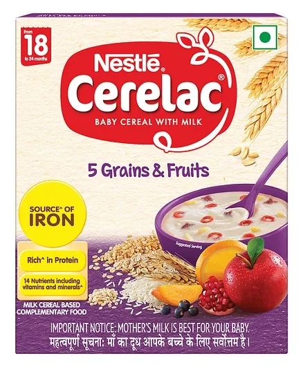 Nestle Cerelac Baby Cereal with Milk Wheat 5 Grains & Fruits Powder 300 gm