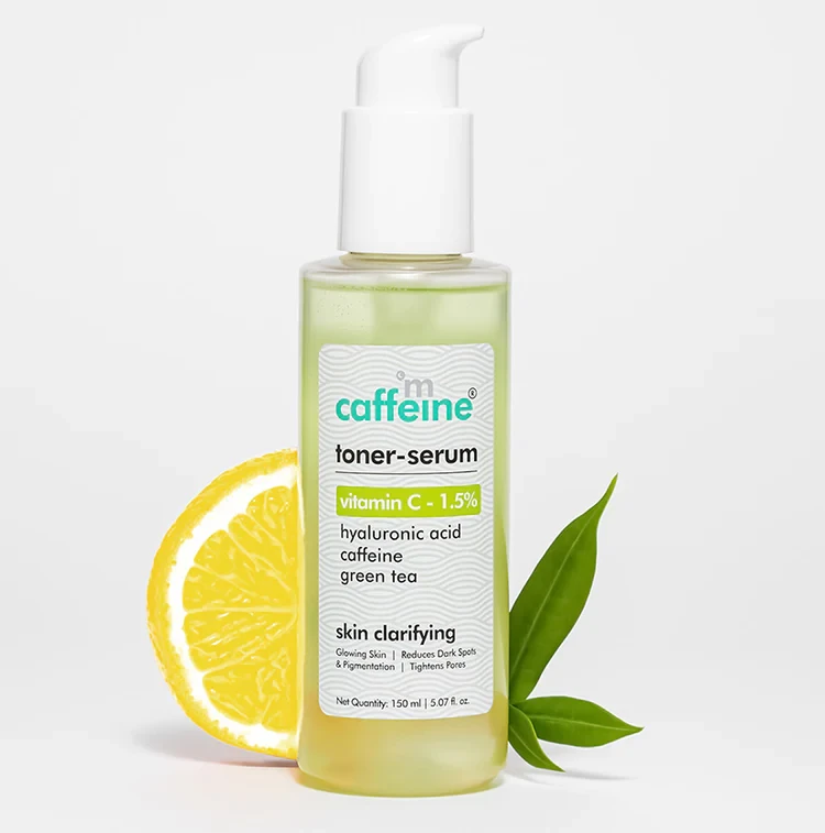 mCaffeine 1.5% Vitamin C 2in1 Toner-Serum with Green Tea for Glowing Skin - Reduces Dark Spots - 150 ml