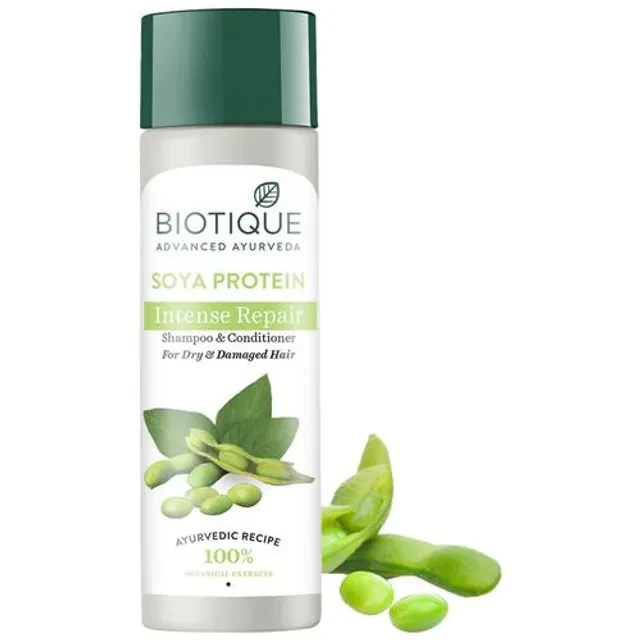 BIOTIQUE Intense Repair Shampoo & Conditioner - Soya Protein, For Dry & Damaged Hair, 190 ml