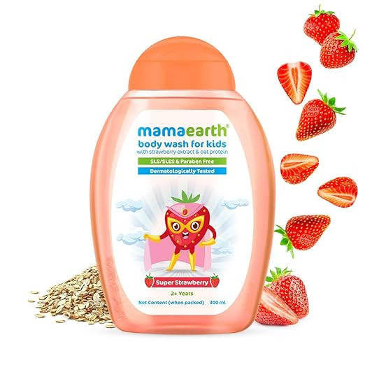Mamaearth Super Strawberry Body Wash for Kids with Strawberry and Oat Protein - 300 ml