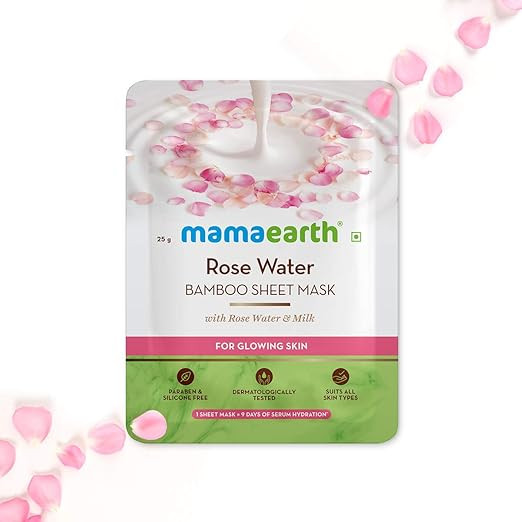 Mamaearth Rose Water Bamboo Sheet Mask with Rose Water and Milk for Glowing Skin - 25 g