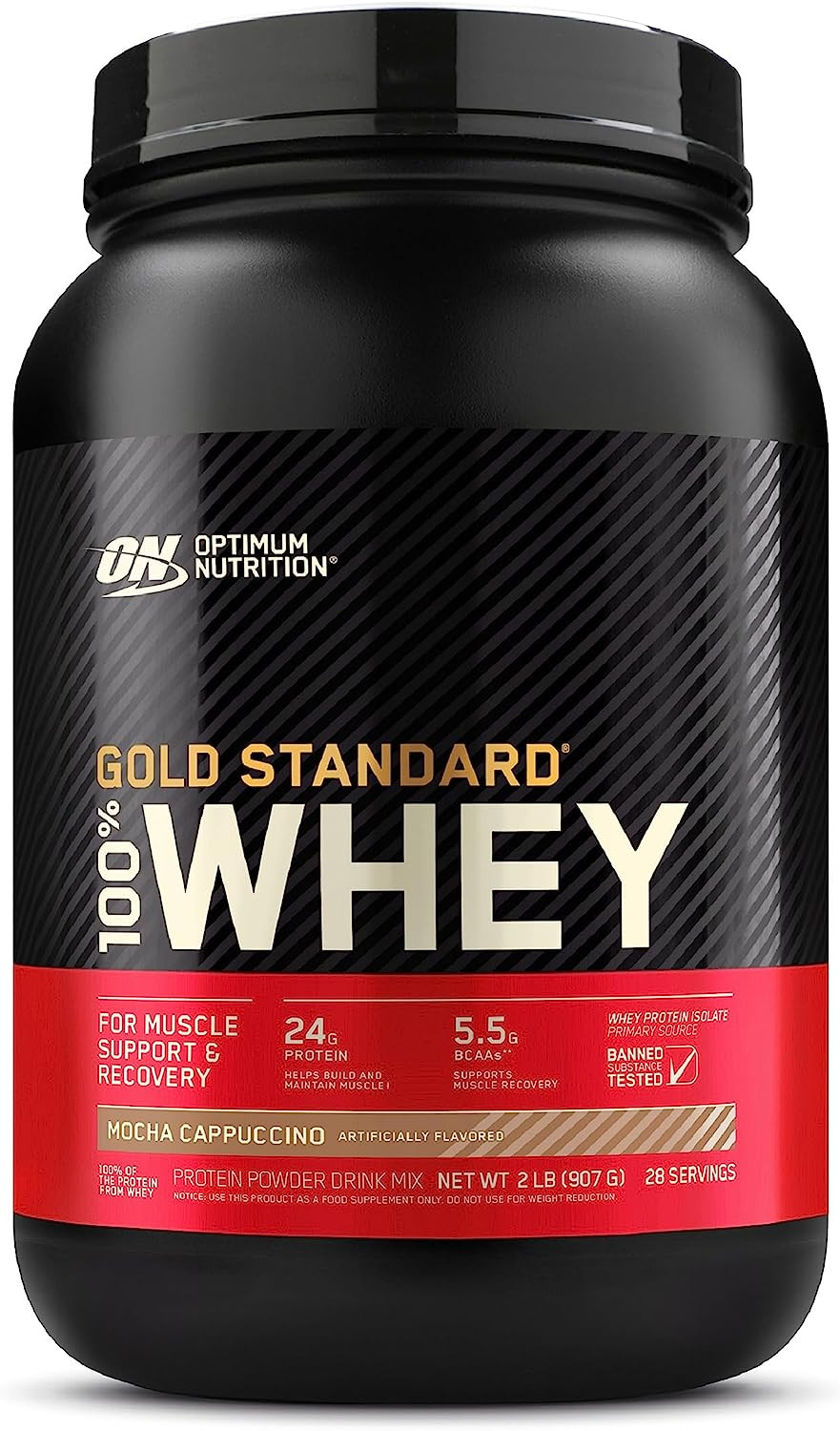 Optimum Nutrition (ON) Gold Standard 100% Whey Protein | For Muscle Recovery | No Added Sugar | Flavour Powder Mocha Cappuccino 2lb