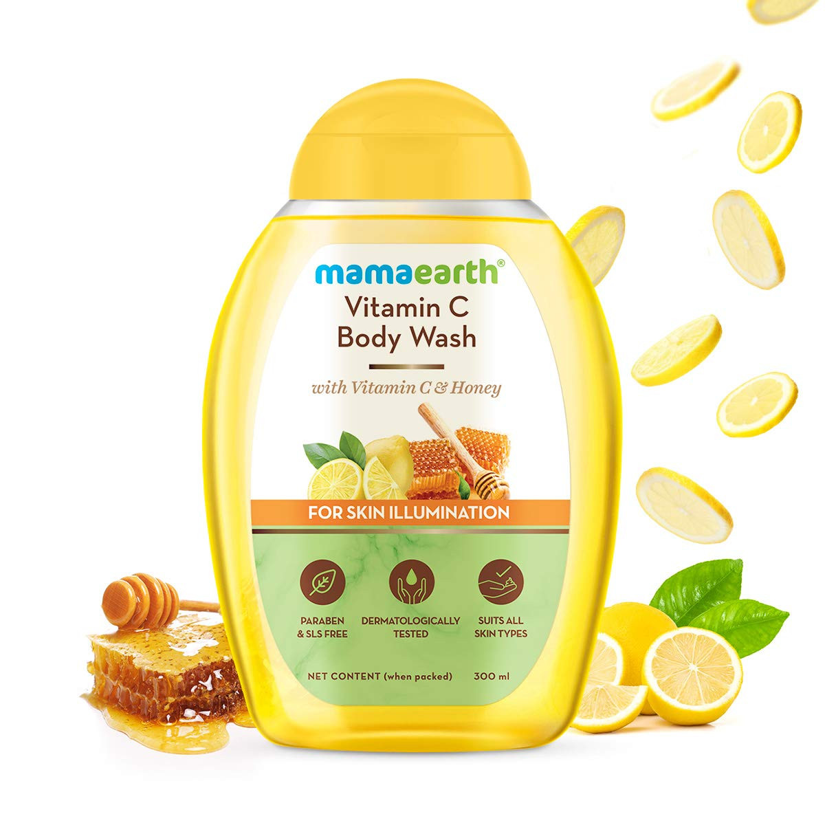 Mamaearth Vitamin C Body Wash with Vitamin C and Honey for Skin Illumination - 300ml Deeply Cleanses | Brightens Skin |Unlocks Radiance