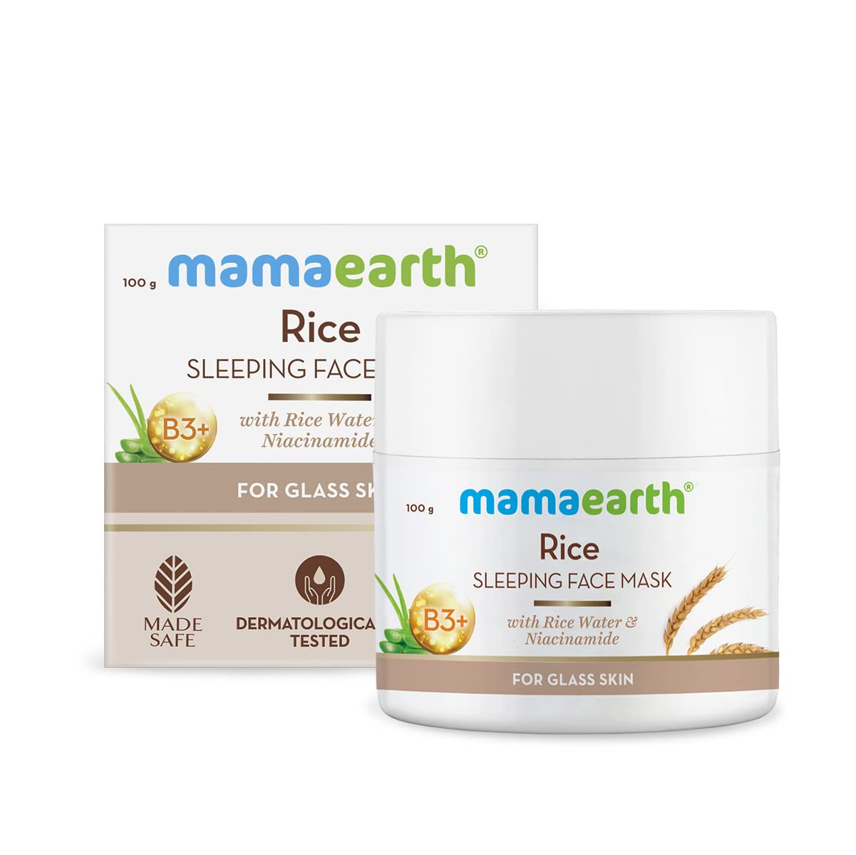 Mamaearth Rice Sleeping Face Mask With Rice Water & Niacinamide for Glass Skin - 100 ml Gives Glass Skin | Reduces Pigmentation