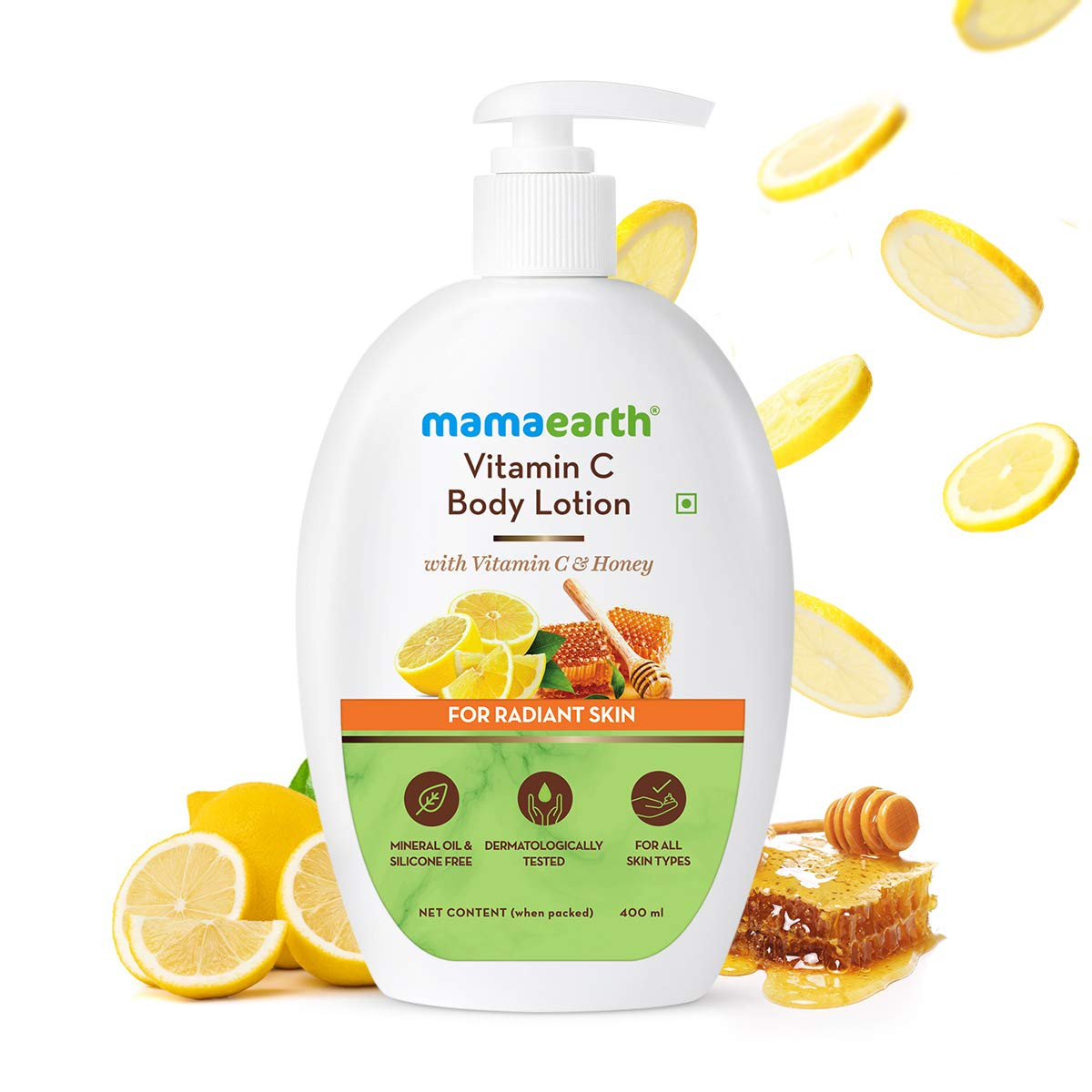 Mamaearth Vitamin C Body Lotion with Vitamin C and Honey for Radiant Skin - 400 ml Deep Hydration | Non-Greasy | Makes Skin Glow
