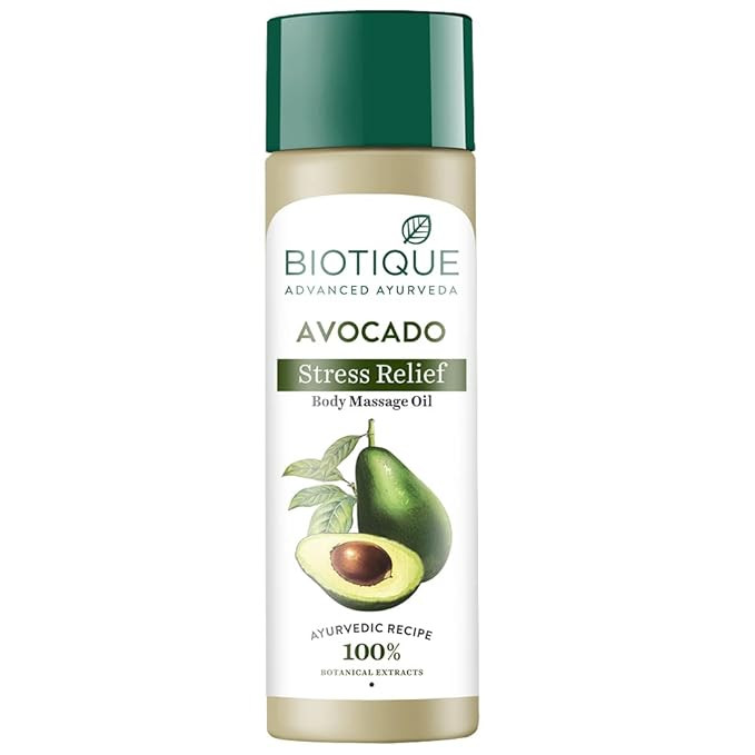 BIOTIQUE Body Massage Oil - Avocado, Stress Relief, 200 ml