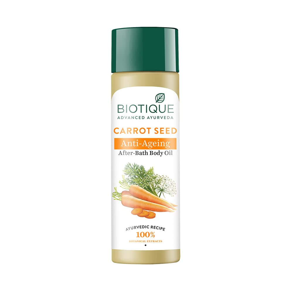 Biotique Anti-Ageing After-Bath Body Oil - Carrot Seed, 120 ml