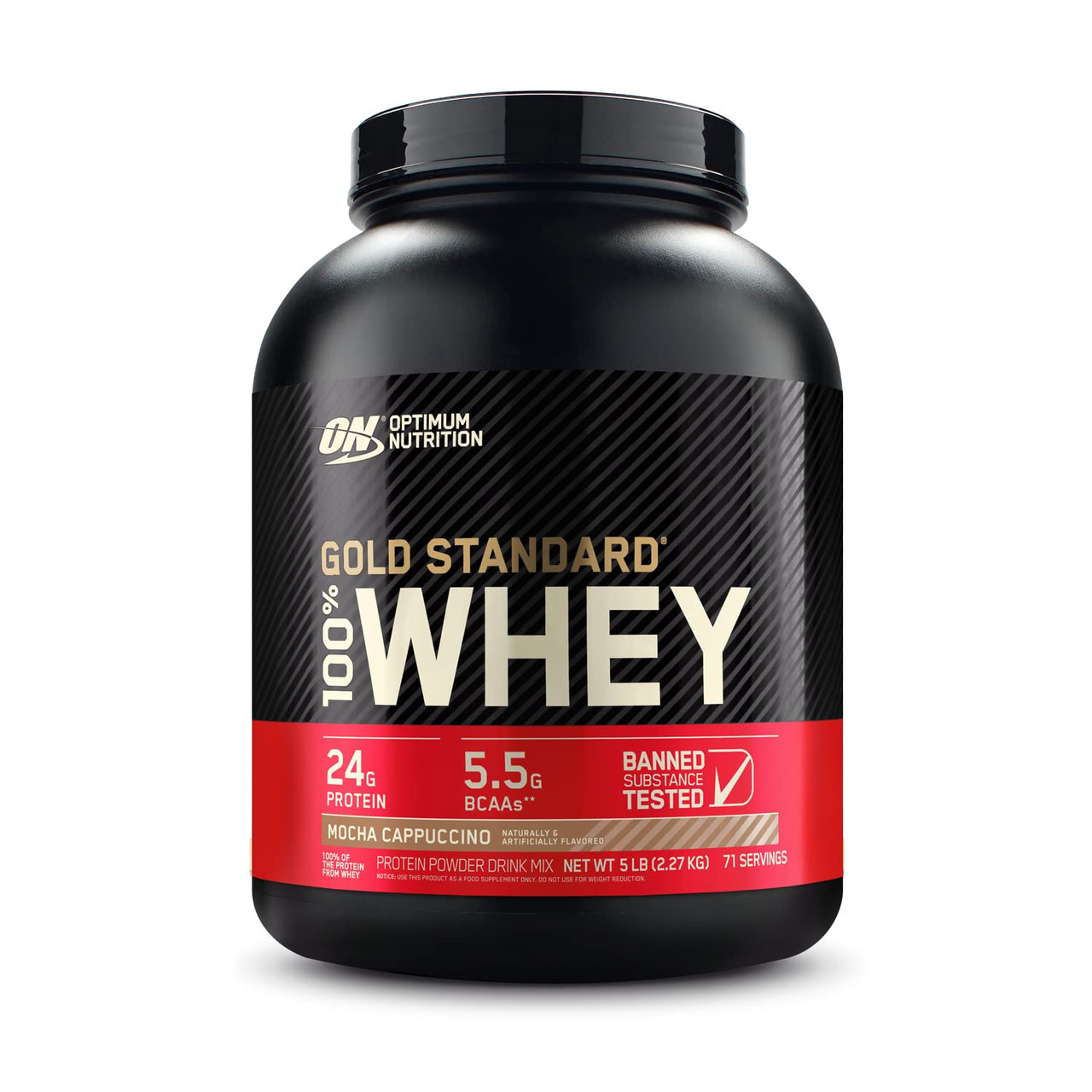 Optimum Nutrition (ON) Gold Standard 100% Whey Protein | For Muscle Recovery | No Added Sugar | Flavour Powder Mocha Cappuccino 5lb