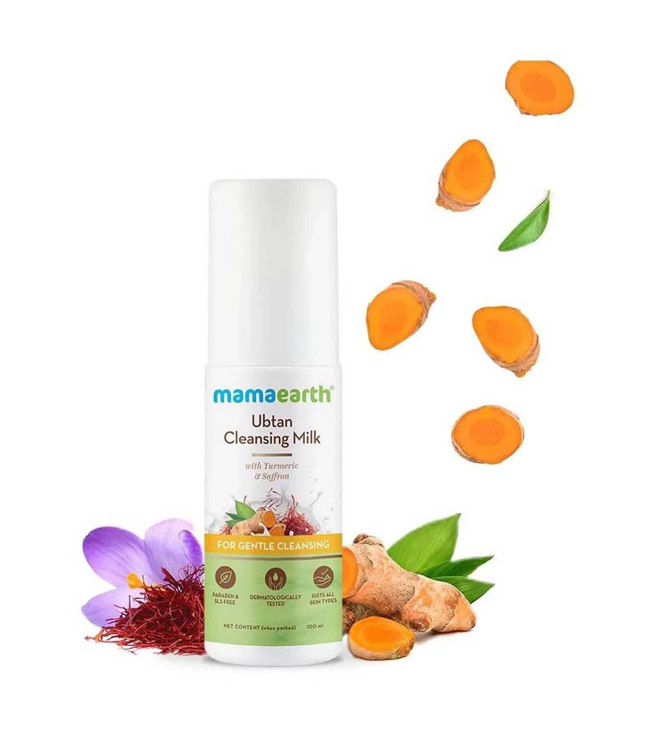 Mamaearth Ubtan Cleansing Milk with Turmeric & Saffron for Gentle Cleansing – 100ml