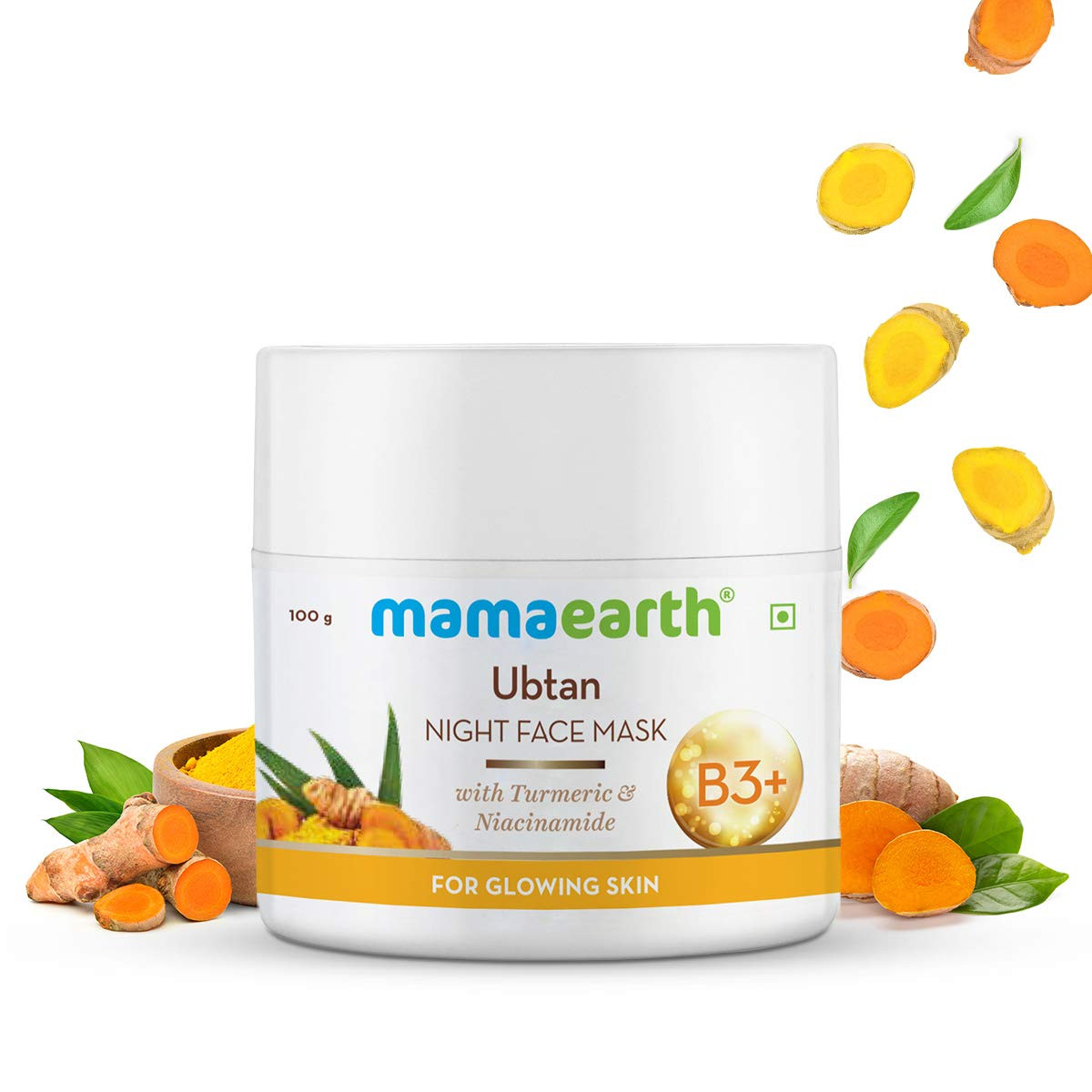 Mamaearth Ubtan Night Face Mask with Turmeric and Niacinamide for Glowing Skin - 100 g Evens Skin Tone |Deeply Hydrates| Improves Texture