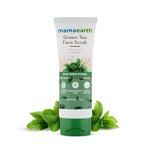 Mamaearth Green Tea Face Scrub With Green Tea & Collagen For Open Pores - 100 g