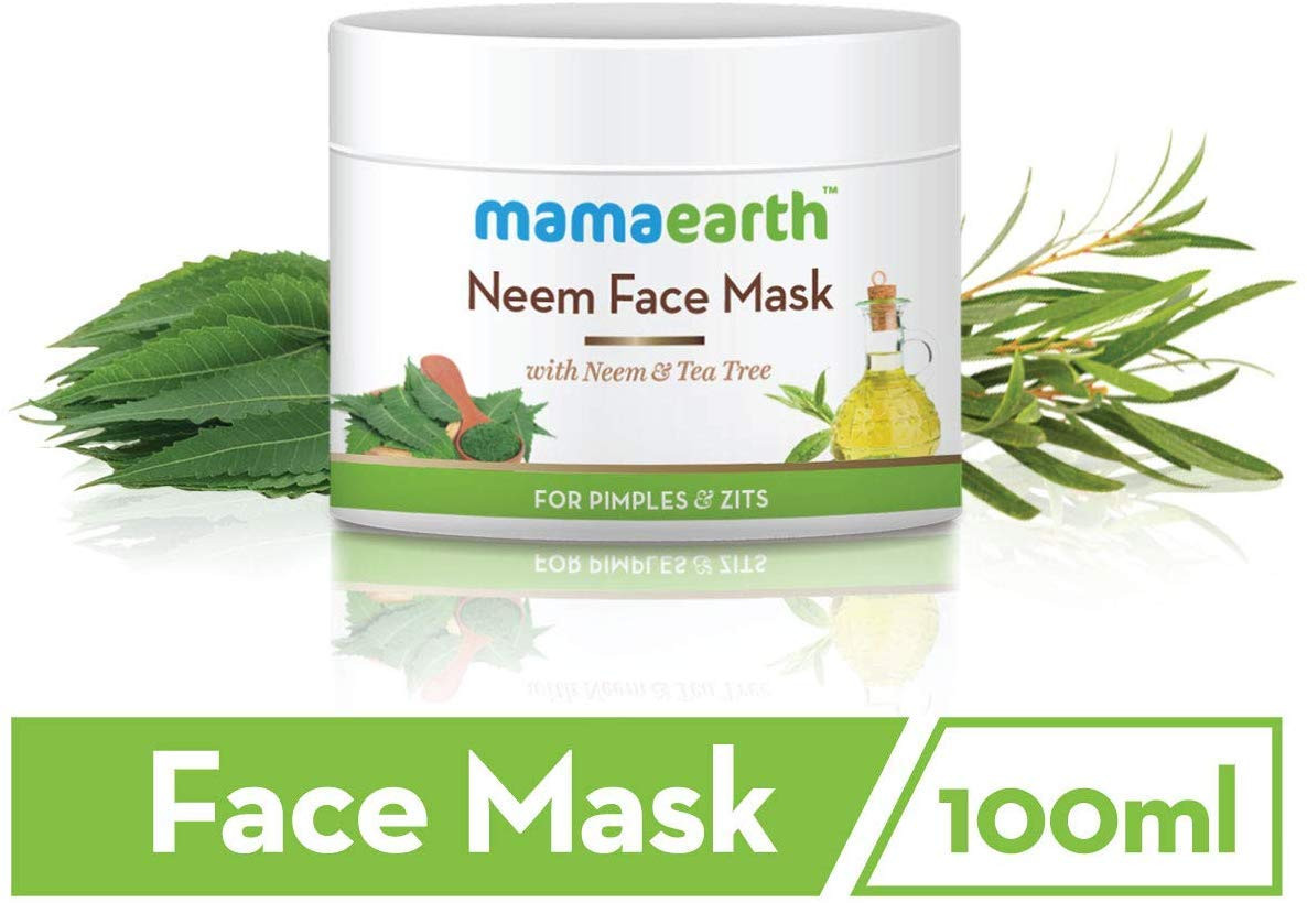 Mamaearth Neem Face Mask with Neem and Tea Tree for Pimples and Zits, 100 ml Reduces Acne & Pimples | Absorbs Excess Oil