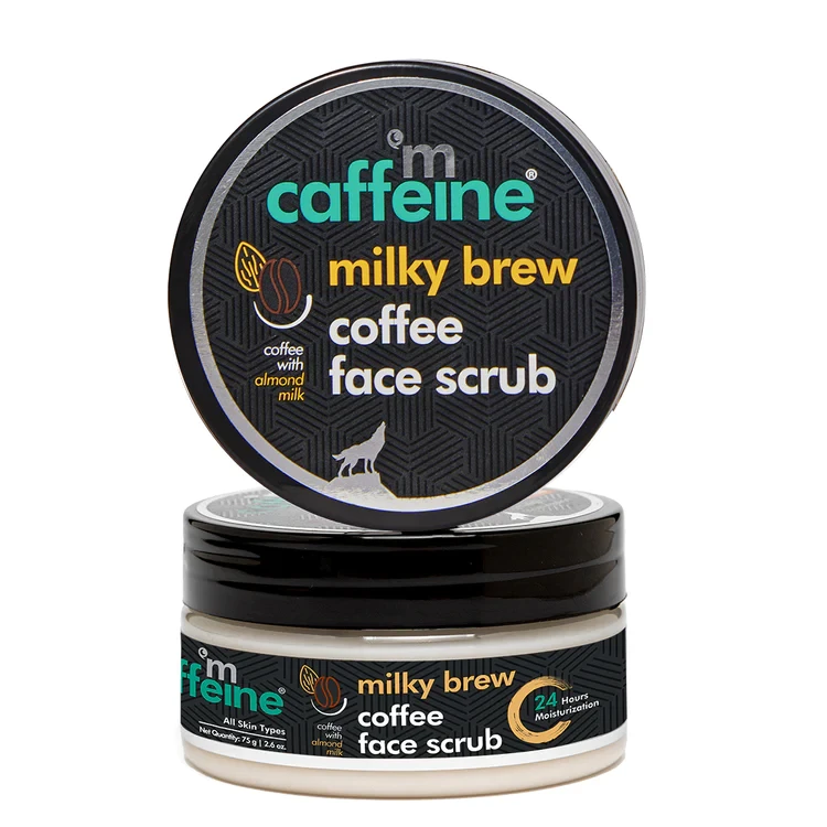 mCaffeine Milky Brew Coffee Face Scrub with Almond Milk for 24 Hrs Moisturization - 75 g - Natural & Vegan