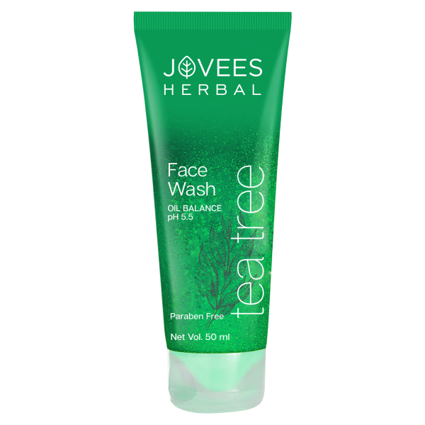 JOVEES HERBAL Tea Tree Oil Control Face Wash | For Oily & Acne Prone Skin | With Vitamin E & Tea Tree Oil | Prevents Pimple & Acne Breakout 50ml