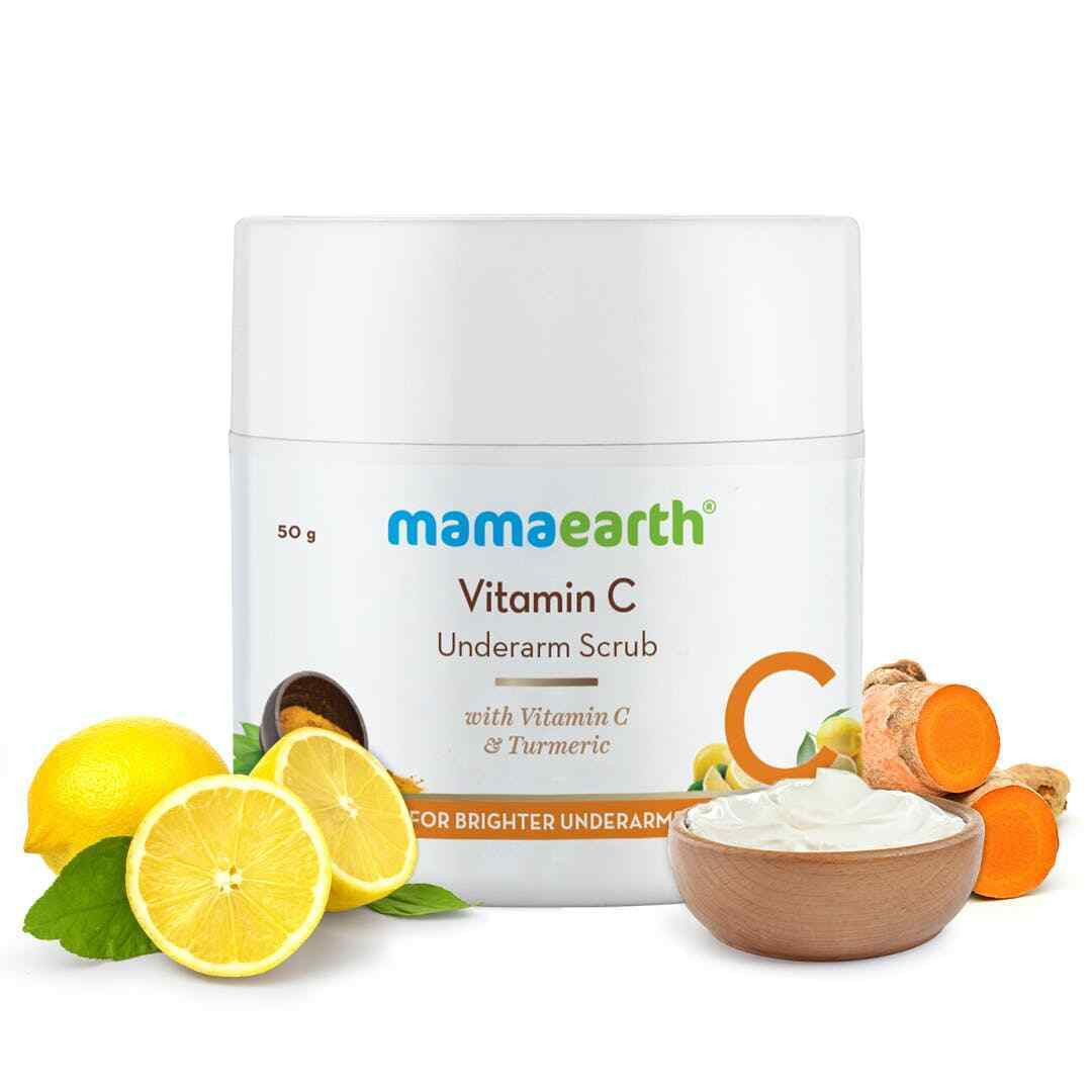 Mamaearth Vitamin C Underarm Scrub with Vitamin C and Turmeric for Brighter Underarms – 50 g Gently Exfoliates | Brigthens Underarm