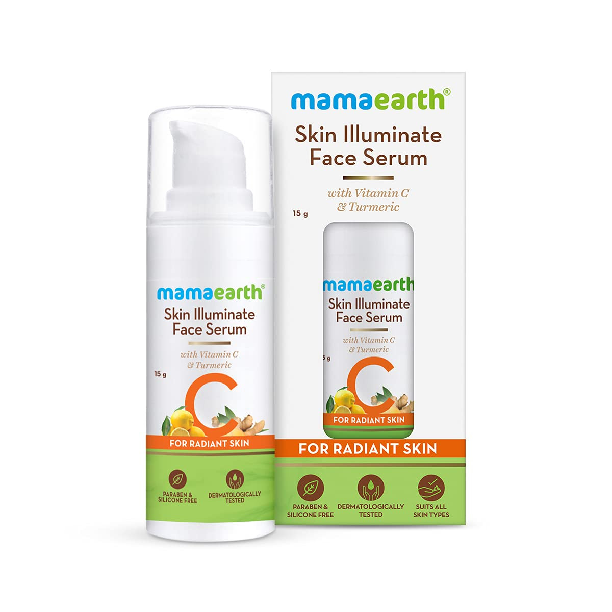 Mamaearth Skin Illuminate Face Serum for Radiant Skin with Vitamin C and Turmeric - 15g Unveils A Radiant Glow | Reduces Fine Lines