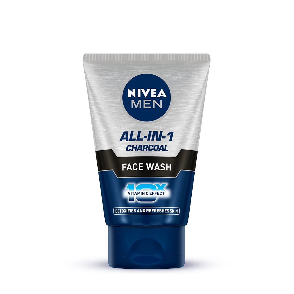 Nivea Men Face Wash-All in 1 Charcoal to Detoxify & Refresh Skin with 10x Vitamin C Effect 50g