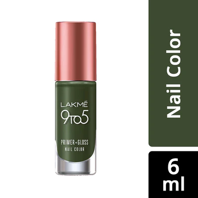LAKMÉ 9 TO 5 PRIMER + GLOSS NAIL COLOR Olive Green 6ml