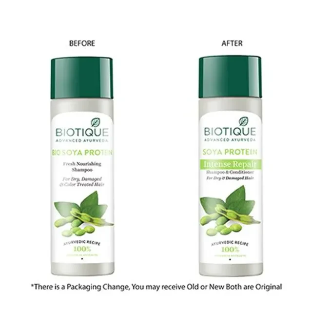 BIOTIQUE Intense Repair Shampoo & Conditioner - Soya Protein, For Dry & Damaged Hair, 120 ml