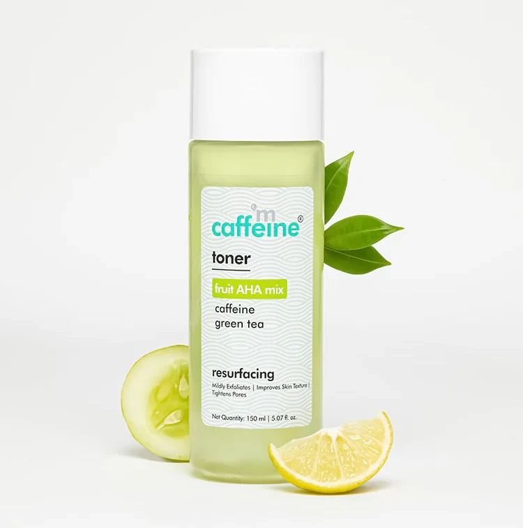 mCaffeine Fruit-AHA & Green Tea Face Toner for Smooth Skin | Exfoliates & Tightens Pores - 150 ml