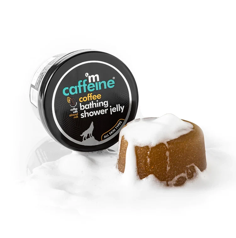 mCaffeine Coffee Bathing Shower Jelly Soap with Almond Milk - Nourishes & Softens - 100 g