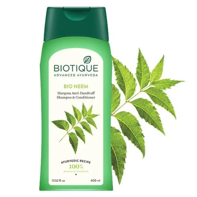 BIOTIQUE Bio Neem Anti-Dandruff Shampoo & Conditioner - Margosa, 400 ml