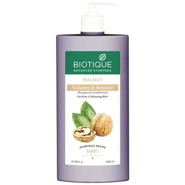 BIOTIQUE Walnut Volume & Bounce Shampoo & Conditioner - For Fine & Thinning Hair, 650 ml