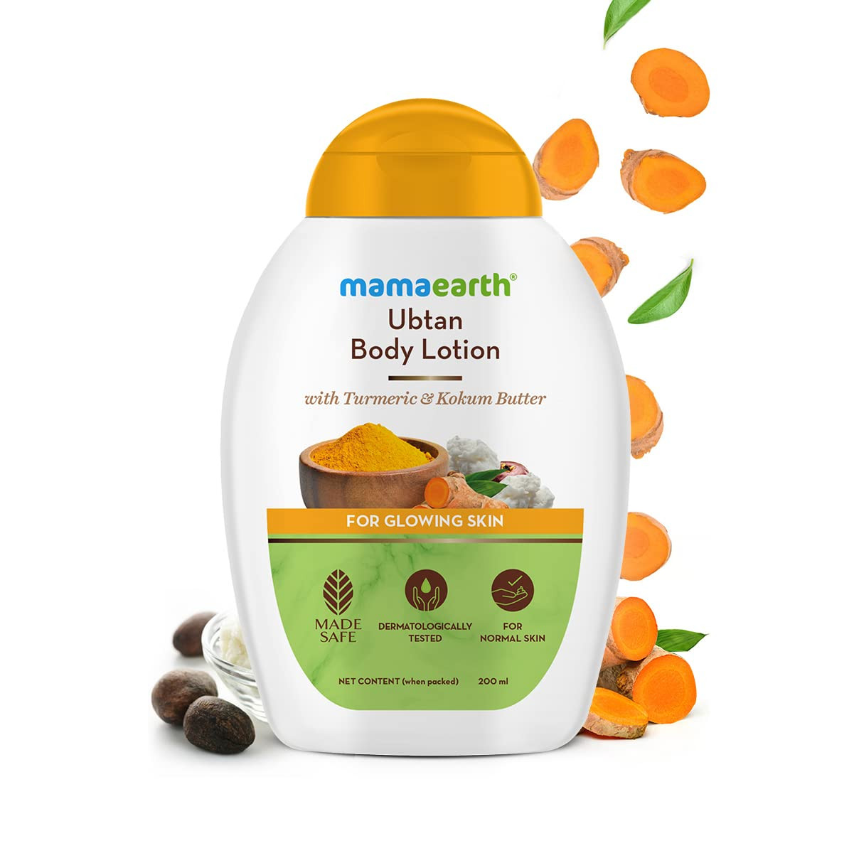 Mamaearth Ubtan Body Lotion with Turmeric & Kokum Butter for Glowing Skin – 200 ml Deep Moisturization | Non-Greasy | Makes Skin Glow