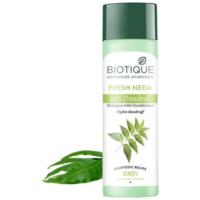 BIOTIQUE Fresh Neem Anti Dandruff Shampoo With Conditioner, 190 ml