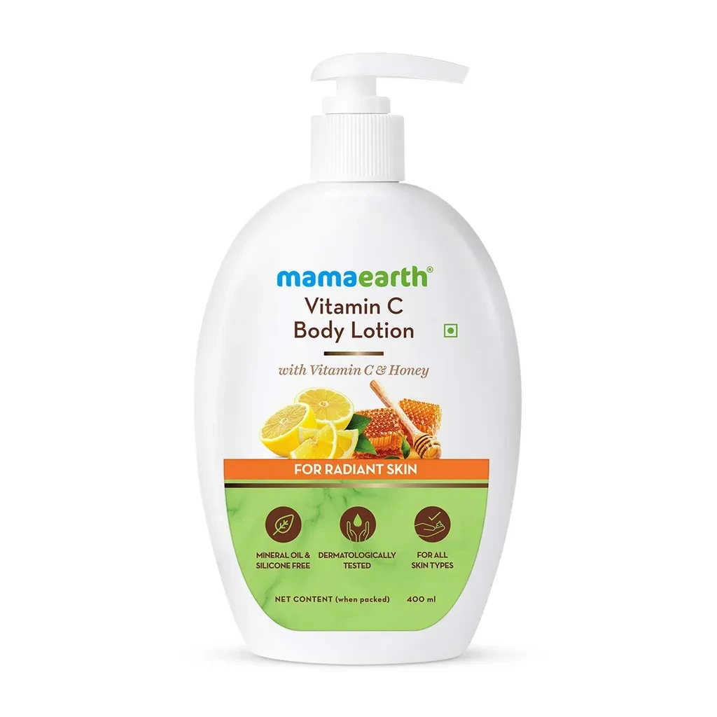 Mamaearth Vitamin C Body Lotion with Vitamin C and Honey for Radiant Skin - 400 ml Deep Hydration | Non-Greasy | Makes Skin Glow