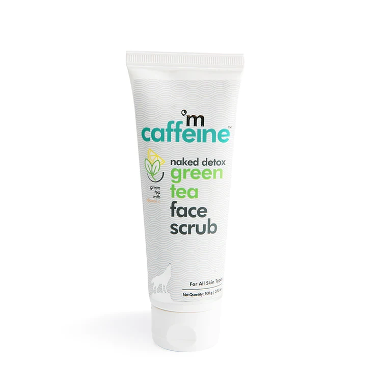 mCaffeine Green Tea Face Scrub with Vitamin C & Hyaluronic Acid - 100 gm