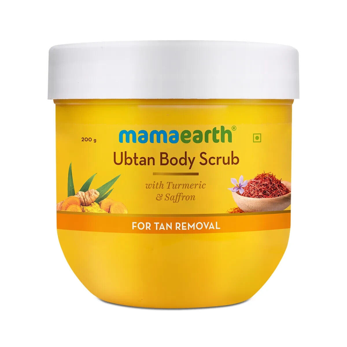 Mamaearth Ubtan Body Scrub with Turmeric and Saffron for Tan Removal - 200 g Deeply Exfoliates | Removes Tan | Brightens Skin