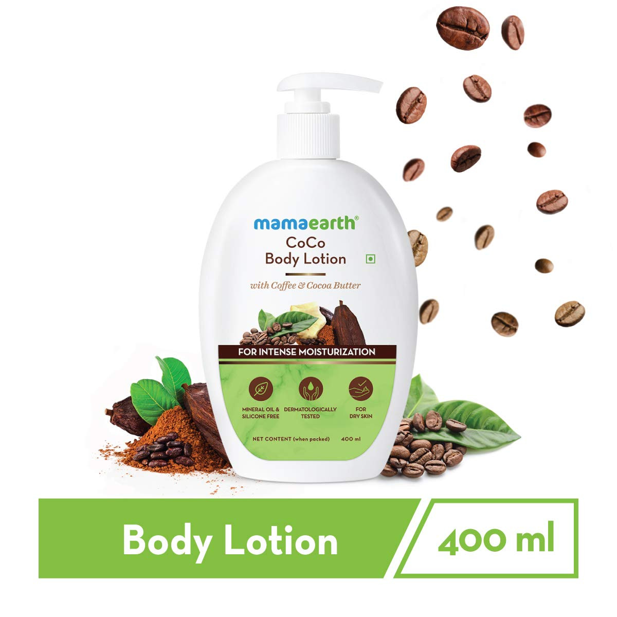 Mamaearth CoCo Body Lotion With Coffee and Cocoa for Intense Moisturization - 400ml Intense Moisturization| Non-Greasy| Nourishes Skin