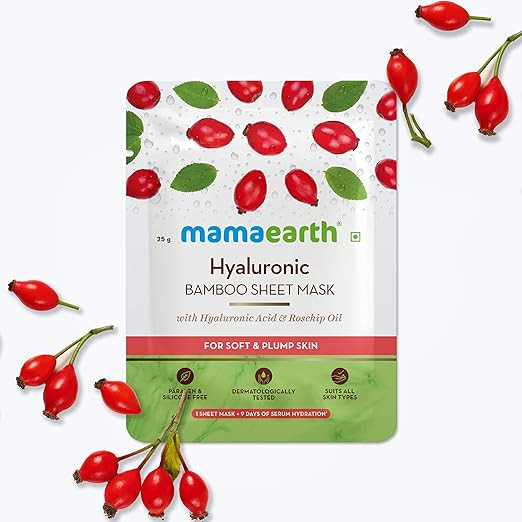 Mamaearth Hyaluronic Bamboo Sheet Mask with Rosehip Oil for Soft and Plump Skin - 25 g
