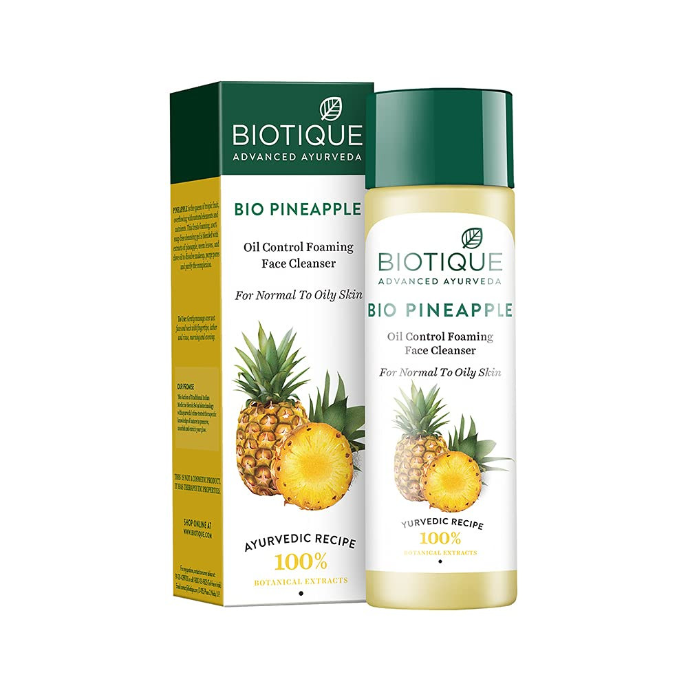 Biotique Oil Control Foaming Face Cleanser - Pineapple, Normal To Oily Skin, 120 ml Carton