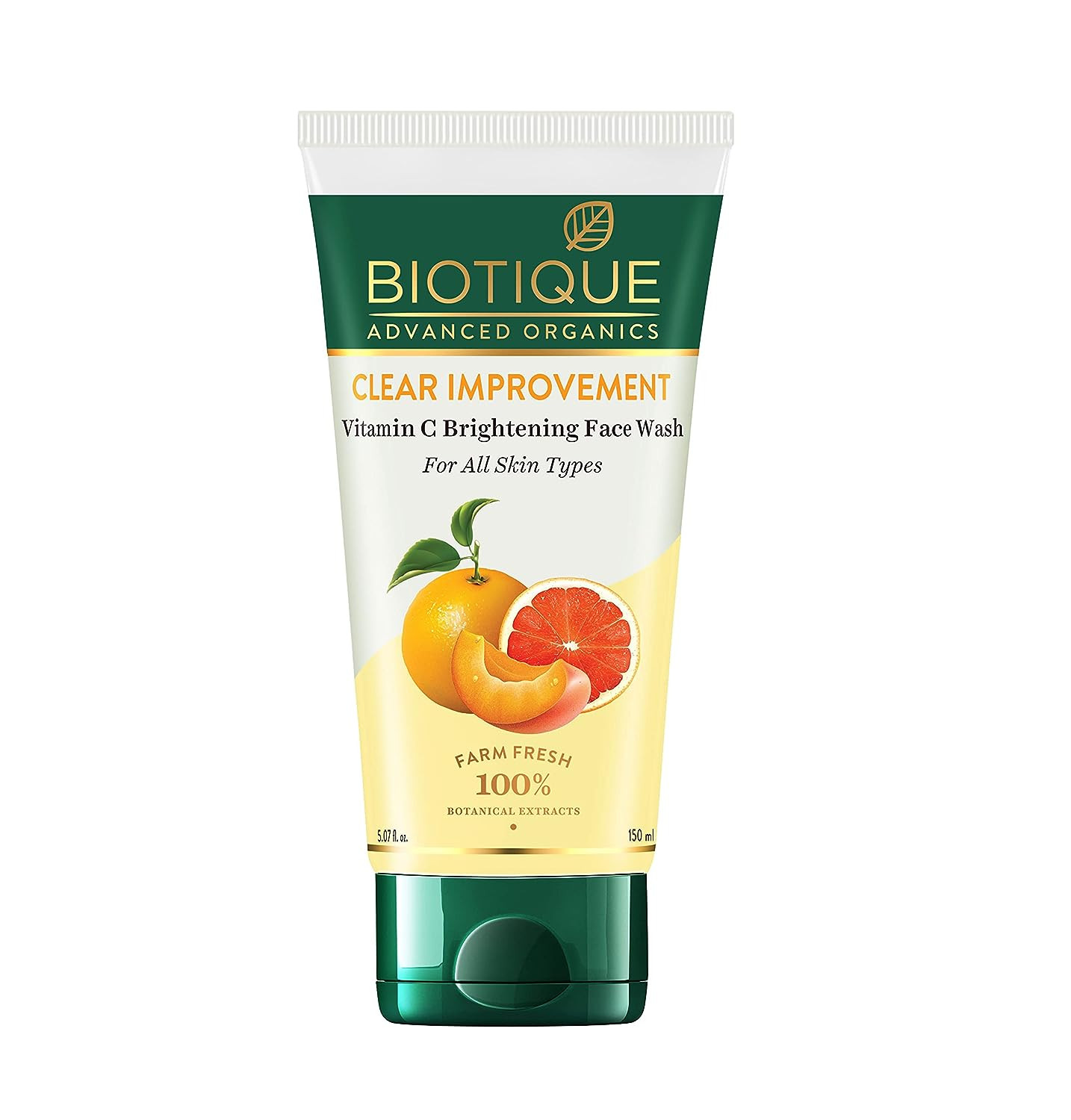 Biotique Clear Improvement - Vitamin C Brightening Face Wash, Illuminates, Refreshes, For All Skin Types, 150 ml