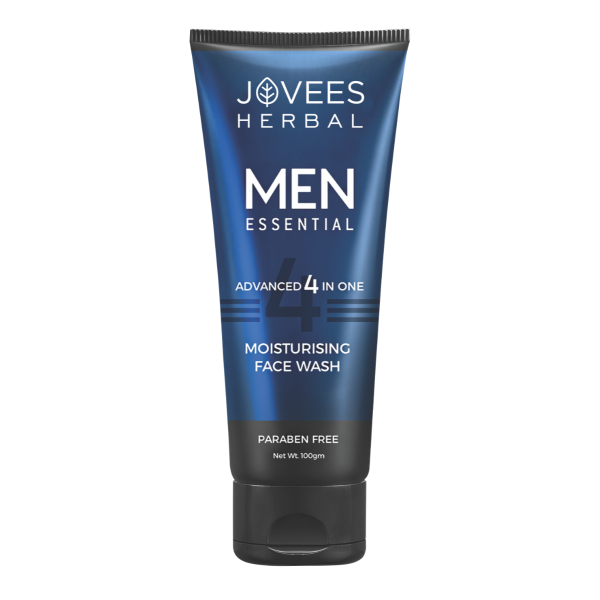 JOVEES HERBAL Men's Essential Advanced 4 in 1 Moisturizing Face Wash |with Vit C and Vit E | Gives Clean and Clear Skin |For All Skin Types | 100 g