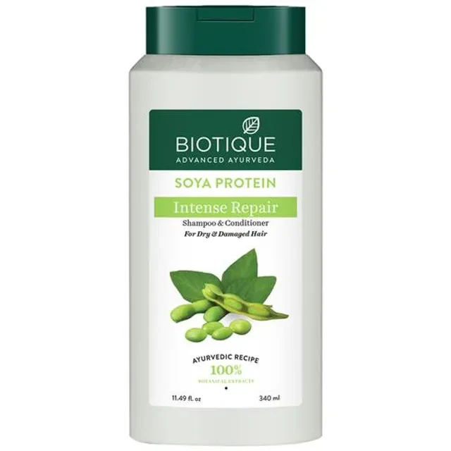 BIOTIQUE Soya Protein Intense Repair Shampoo & Conditioner - For Dry & Damaged Hair, 340 ml
