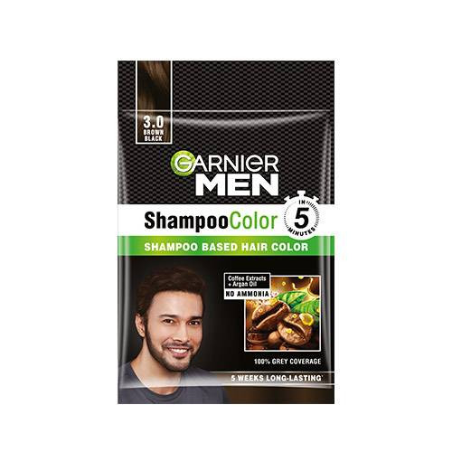 Garnier Men Shampoo Hair Color Shade 3.0 Brown Black 10Ml+10ML