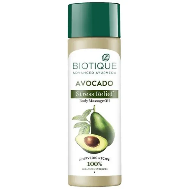 BIOTIQUE Body Massage Oil - Avocado, Stress Relief, 200 ml