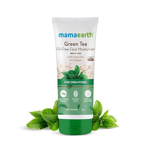 Mamaearth Green Tea Oil-Free Face Moisturizer with Green Tea & Collagen For Open Pores- 80 g