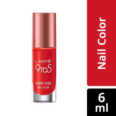 LAKMÉ 9 TO 5 PRIMER + GLOSS NAIL COLOR Red Splash 6ml